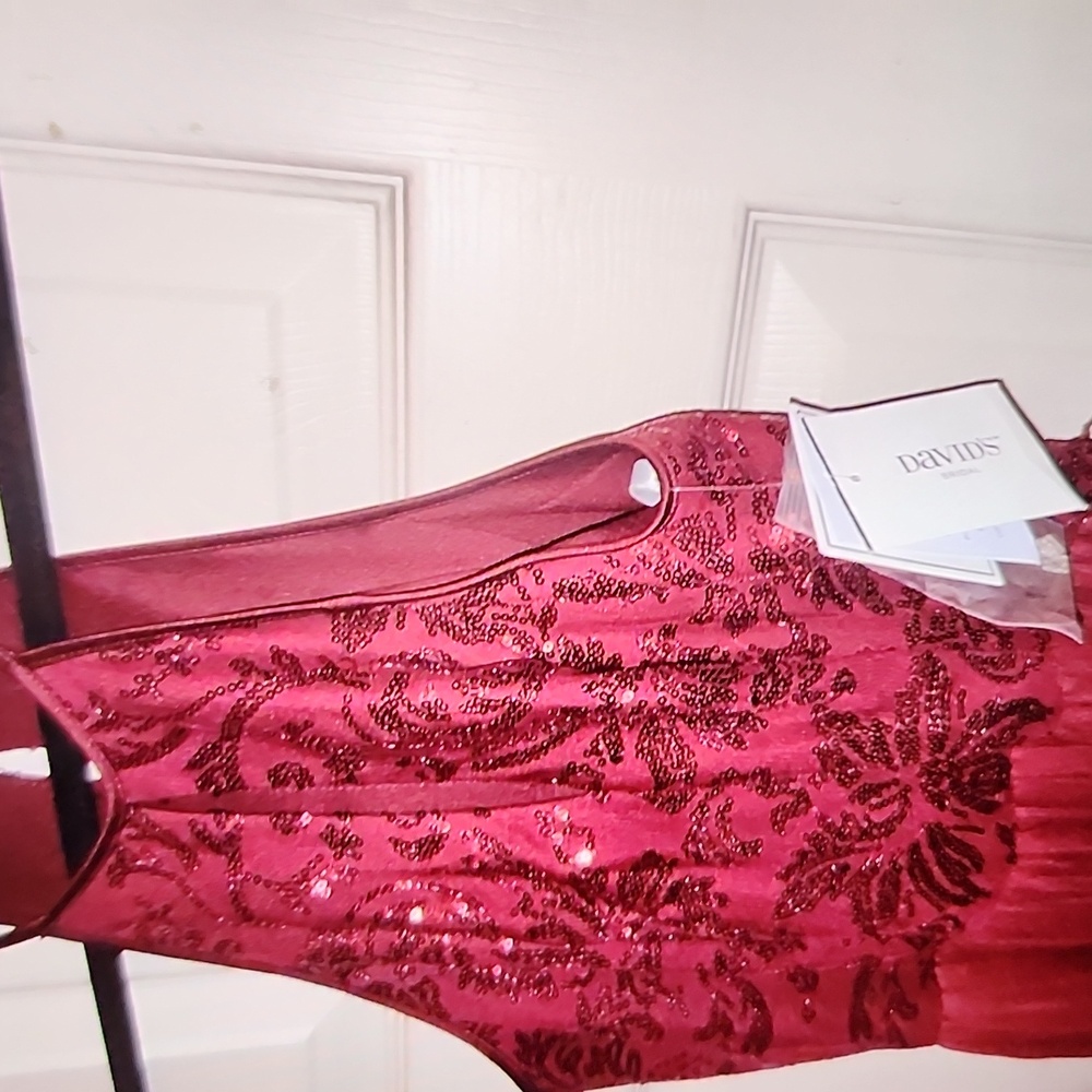 David's Bridal Burgundy Maxi Dress - Picture 5 of 11